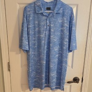 Greg Norman Collection Sky Blue Patterned Polo Shirt